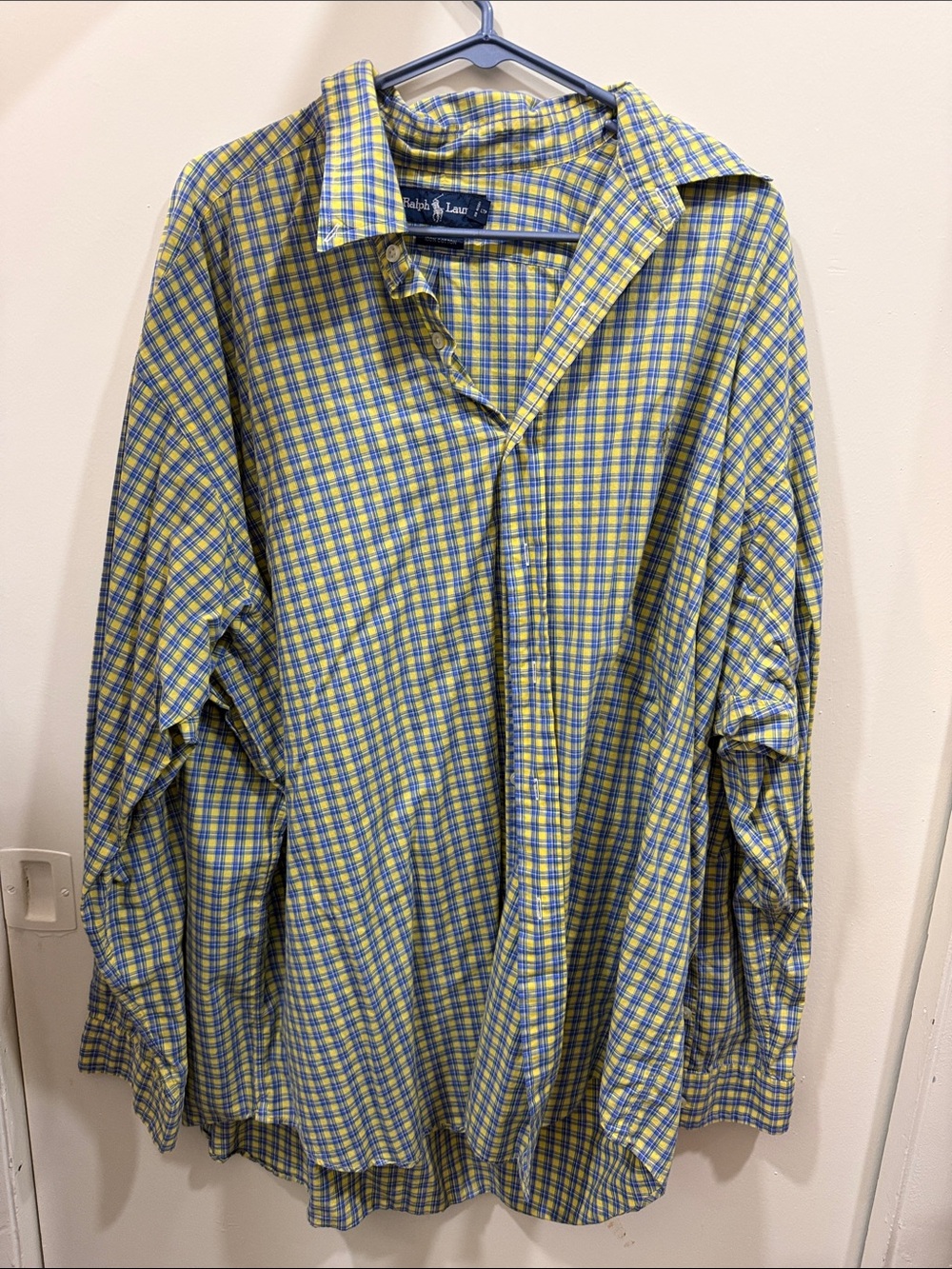 Ralph Lauren Yellow and Blue Plaid Long-Sleeve Button-Down Shirt